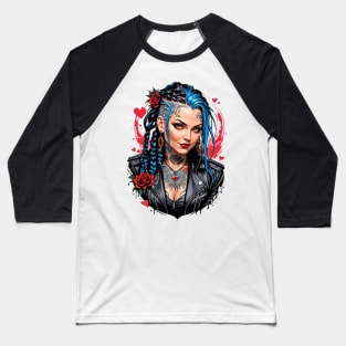 Bohemian Punk girl happy valentine retro vintage tribal design Baseball T-Shirt